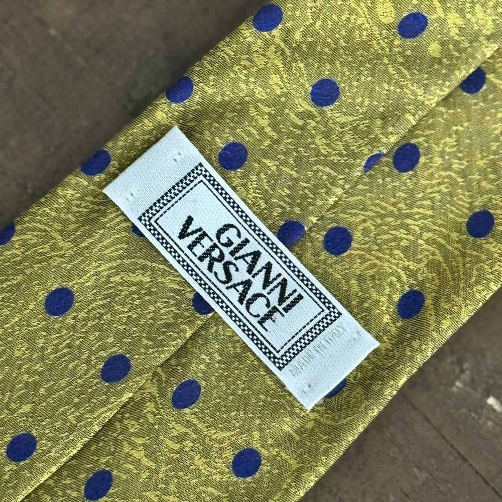 Versace Green-Yellow and Blue Polka Dot Tie 100% Silk